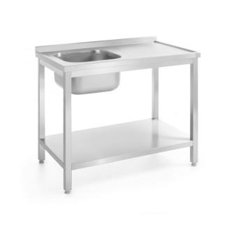 Hendi enkele spoeltafel met schap, Kitchen Line, Links, 1000x700x(H)850mm