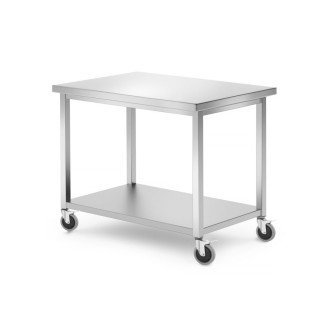 Hendi mobiele tafel met een plank - geschroefd, diepte 700 mm, Kitchen Line, 1000x700x(H)850mm