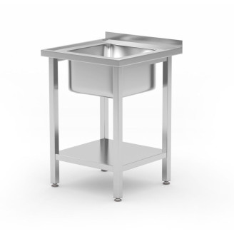 Hendi Kitchen Line spoeltafel met legplank - 600x600x(H)850mm