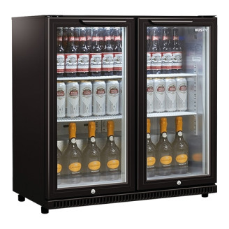 Husky bardisplay glasdeuren - 186 liter, zwart