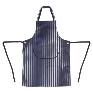 Whites halterschort blauw-wit gestreept met zak
