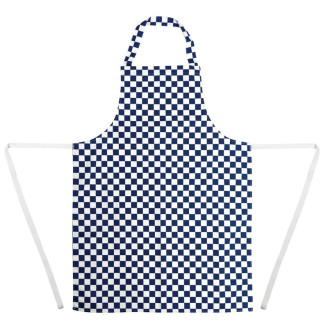 Whites halterschort blauw-wit geblokt