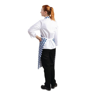 Whites halterschort blauw-wit geblokt