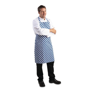 Whites halterschort blauw-wit geblokt