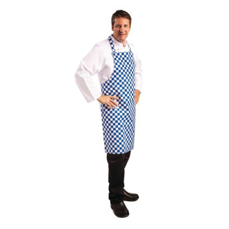 Whites halterschort blauw-wit geblokt