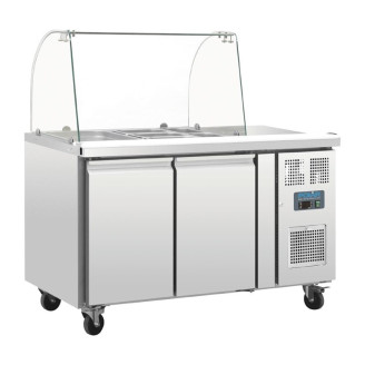Polar RVS saladette - CT393 - 2 deuren - glasopbouw
