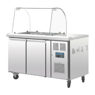 Polar RVS saladette - CT393 - 2 deuren - glasopbouw