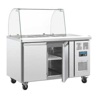 Polar RVS saladette - CT393 - 2 deuren - glasopbouw