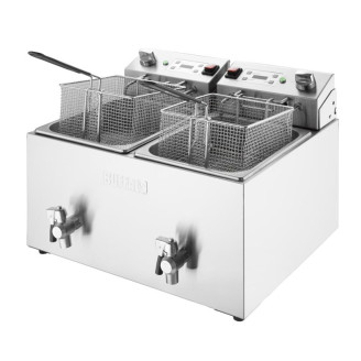 Buffalo 600-serie elektrische friteuse met dubbele tank, 2 x 8 liter