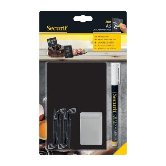 Securit Krijtbord tags A6 met krijtstift 4 spike- en 2 transparante houders (20 stuks)