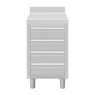 Vogue St/St Werkstation Met 4 Laden En Opstaande Rand Van 100 mm -900(H)X700(B)X500(D)Mm