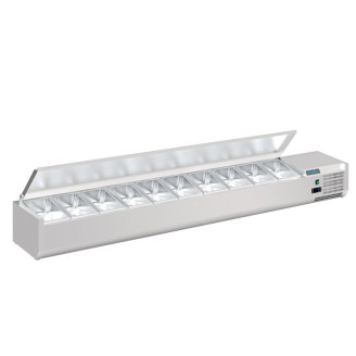 Polar G-serie opzetkoelvitrine met deksel 10x GN 1/4