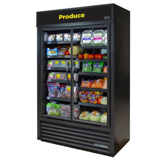 True 2-deurs merchandising koelkast met lichtbak, laag model - 365L