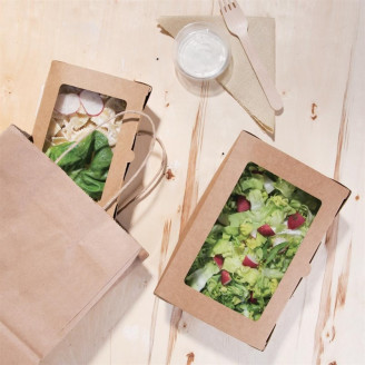 Fiesta Compostable saladebakken met PLA venster (200 stuks)