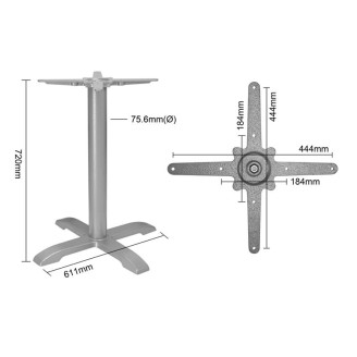 Bolero gietijzeren tafelpoot grijs 611(B)x720(H)mm