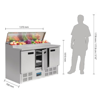 Polar roestvrijstalen pizzawerkbank - G605 - 3 deuren