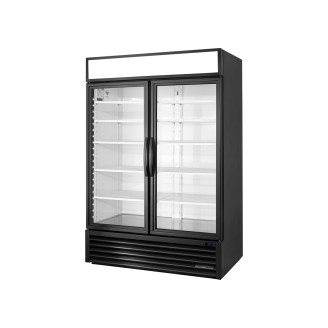 True merchandising koelkast met 2 glazen deuren - 1388L - zwart