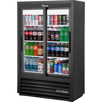 True koelkast met 2 glazen schuifdeuren, laag en ondiep model - 329L