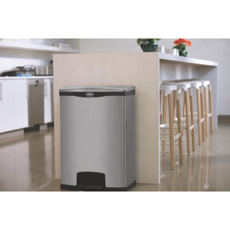 Rubbermaid Slim Jim pedaalemmer met pedaal aan voorzijde RVS 90 liter