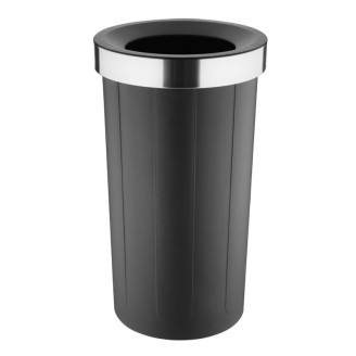 Bolero Ronde Zwarte Afvalbak - Open Deksel - 60L