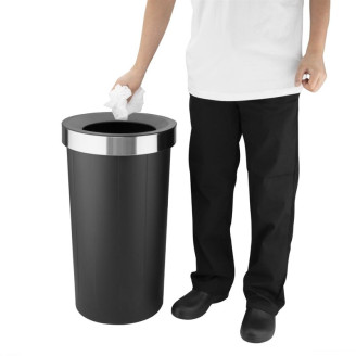 Bolero Ronde Zwarte Afvalbak - Open Deksel - 60L