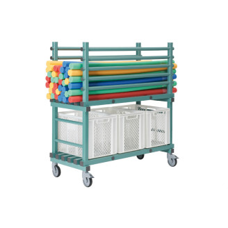 REA Kunststof stockagewagen - 1380x600x1450mm - 2 niveaus - Groen