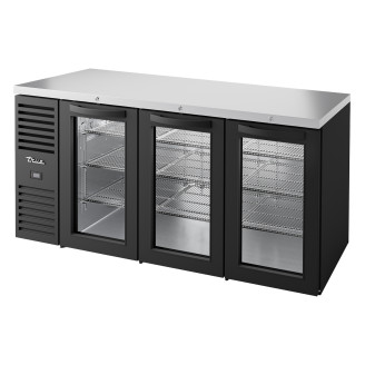 True zwarte barkoelkast - 3 glazen draaideuren - 660L