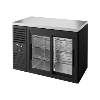 True barkoelkast met 2 glazen schuifdeuren - 440L - zwart