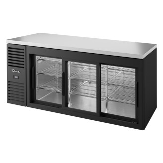True zwarte barkoelkast - 3 glazen schuifdeuren - 660L