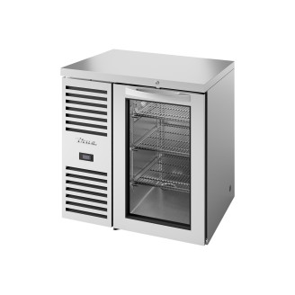True barkoelkast met 1 glazen deur - 290L - RVS