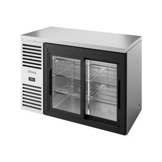 True barkoelkast met 2 glazen schuifdeuren - 440L - RVS