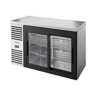 True barkoelkast met 2 glazen schuifdeuren - 480L - RVS