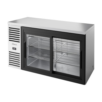 True barkoelkast met 2 glazen schuifdeuren - 550L - RVS