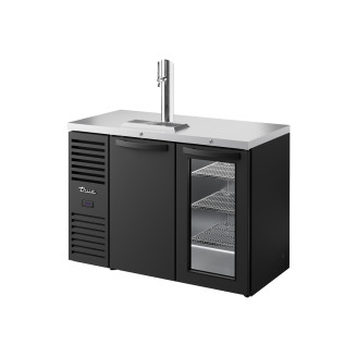 True 2-deurs fustkoeler met 1 tap en glazen deur - 440L - zwart