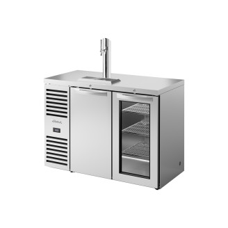 True 2-deurs fustkoeler met 1 tap en glazen deur - 440L - RVS
