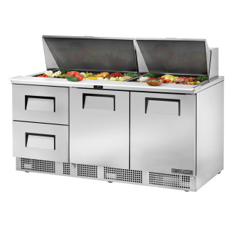True saladette 2-deurs met 2 lades (30x 1/6GN) - 708L