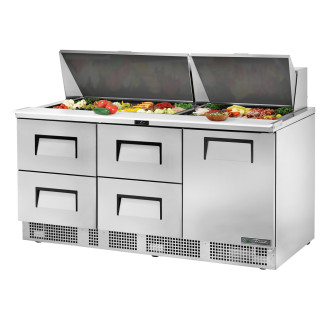 True saladette 1-deur met 4 lades (30x GN 1/6 bakken) - 708L