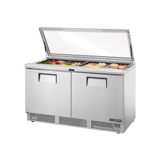 True saladette 2-deurs met vlak glazen deksel (24x 1/6 GN) - 623L