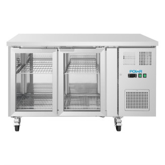Polar U Series koelwerkbank met twee glazen deuren