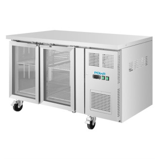 Polar U Series koelwerkbank met twee glazen deuren