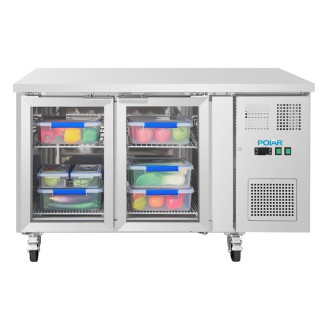 Polar U Series koelwerkbank met twee glazen deuren