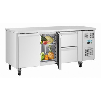 Polar U-Series koelwerkbank met 2 deuren en 2 laden 242Ltr