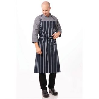 Chef Works Premium geweven schort blauw-wit gestreept