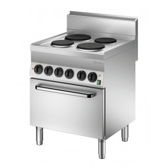Bartscher elektrisch fornuis, 4 kookplaten, elek. oven 1/1GN, 115058