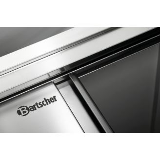 Bartscher RVS werkkast, achteropstand, schuifdeuren, tussenschap