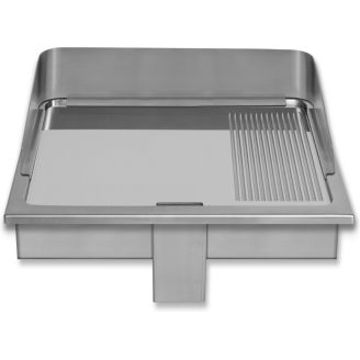 Berner inbouw braadpan chroom 1/3 ribbel 17,4 kW 3 zones 1000mm Speed