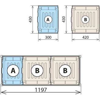 Fermostock 3 opvangbakken 460X1170 voor 6611/6622/6811 - 1xA 2xB