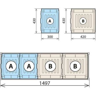 Fermostock 4 opvangbakken 460x1470 voor 6611/6622/6811 - 2xA 2xB