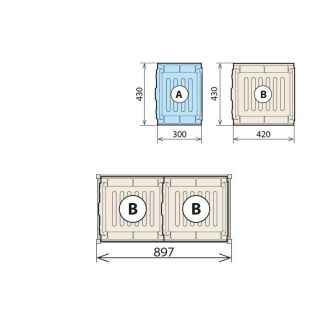 Fermostock 2 opvangbakken 460x1470 voor 6611/6622/6811 - 2xB