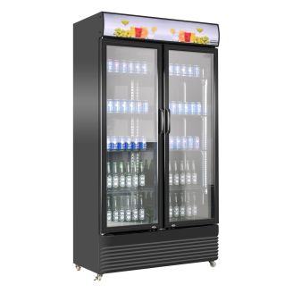 Combisteel 2-deurs koelkast - glasdeuren - 780 liter - Zwart